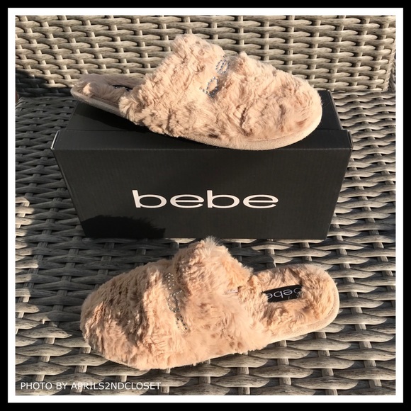 BEBE COZY PLUSH CRYSTAL EMBELLISHED SLIPPERS - Picture 2 of 8